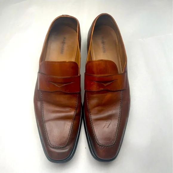 MAGNANNI penny loafers dress shoes Size 10.5 Magnanni Brown Leather Penny Loafer Slip On Dress Shoe Men main image 4